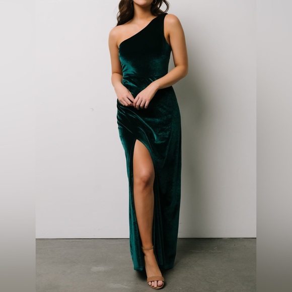 Baltic Born Dresses & Skirts - (Emerald Green) Tatiana Velvet One Shoulder Maxi Dress